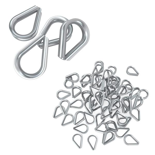 Stainless Steel Wire Crimp Sleeves Thimbles 1/16'' Diameter Anti Corrosion Durable