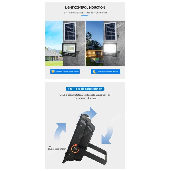 200W Solar Panel Flood Light LED Solar Flood Light for Outdoor Waterproof and Durable