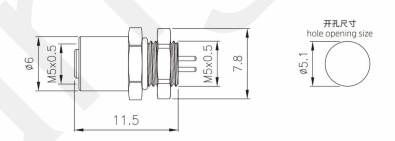 M5 Женщина Передняя монтажная розетка сварка винт M5 * 0,5 3/4pin 20A IP67 PCB