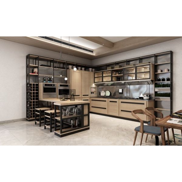 Armoires de cuisine modernes en acier inoxydable haut de gamme