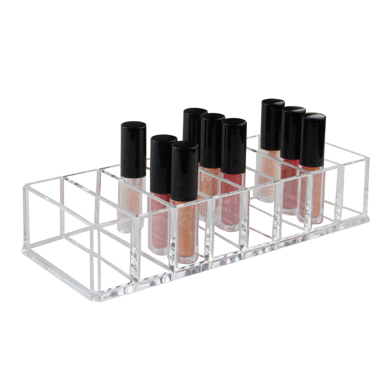 Transparent Acrylic Eyeshadow Tray 8-Cell Rectangular Desktop Organizer for Lip Gloss Contact Lenses Powder Makeup Storage