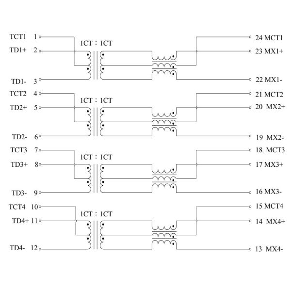 Base portuaria L22T022-0 sola 10G – T LAN Filter Ethernet Magnetic Transformer
