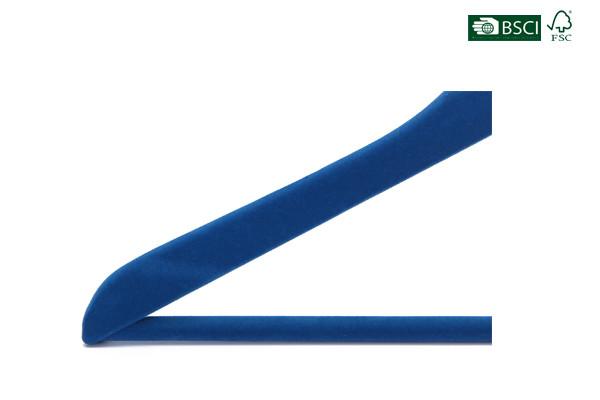 Hot Sale Betterall Blue Color Solid Wood Velvet Shirt Hanger With Pant Bar