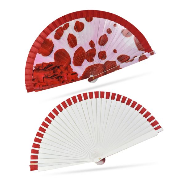 Wholesale Custom Print Personalize Folding Fan Wooden Hand Fan Frame Sticks Bulk Spanish Handheld Fabric Cloth Wooden Hand Fan