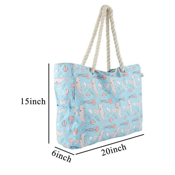 Medium Polyester Beach Bag Tote Portable Travel Extra Large Lightweight