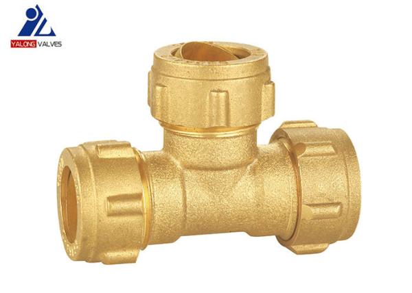 Three Ways 16mm Tee Brass Fittings DIN259 Brass Hose Pipe Connectors