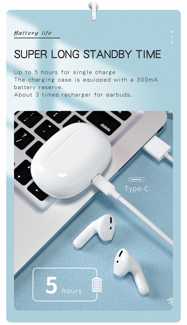 Шум наушника 5hours AD6973A4 TWS Bluetooth отменяя беспроводное Earbuds для разминки