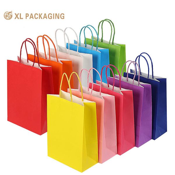 Custom Printed Kraft Paper Bags with Twisted Handles for Luxury Packaging
