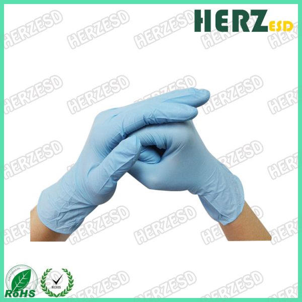 Перчатки свободного голубого нитрила порошка устранимые, палец поставили точки перчатки нитрила ЭСД безопасные