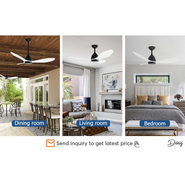 Ventilador de tecto ABS de 48 polegadas com controle remoto de 6 velocidades sem design elegante