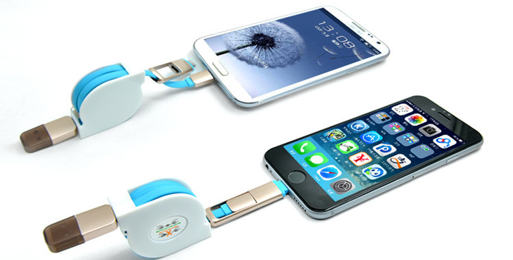 Micro usb  to micro usb Electric Wire Cable 2 in 1 flat Quick Charge