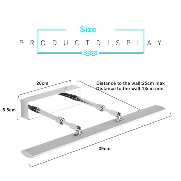 Flexible Stretchable LED Mirror Light 9W Indoor Wall Light Wall Mounted Bathroom Light(WH-MR-60)