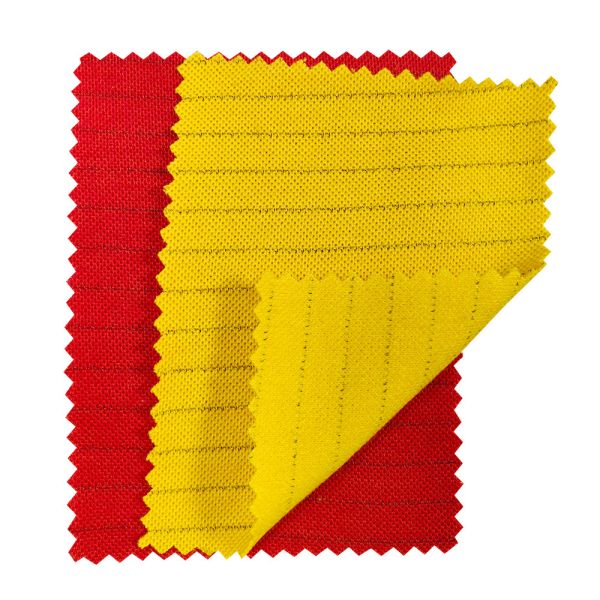 Cvc Knitted Pique Antistatic Fabric For Esd Polo Shirt Red Yellow 260gsm