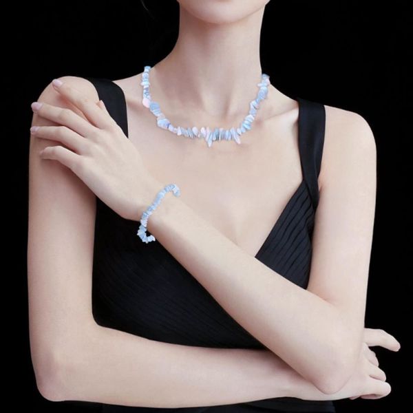 Handmade Adjustable Chips Gravel Stone Bracelet Necklace Set Irregular Crystal Healing Energy Jewelry Kit