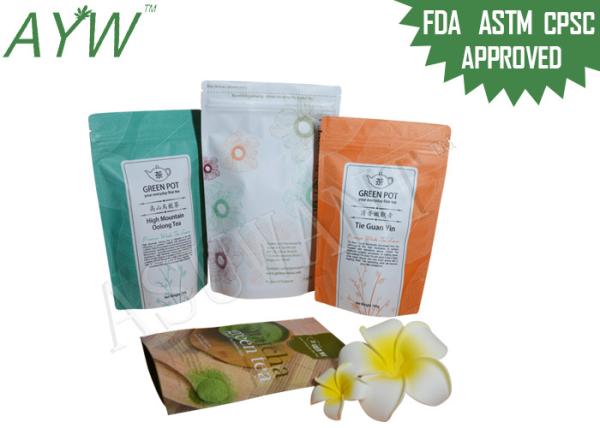 Doypack Coffee Tea Bags Moisture Proof For Chinese Tea / Matcha Tea Powder