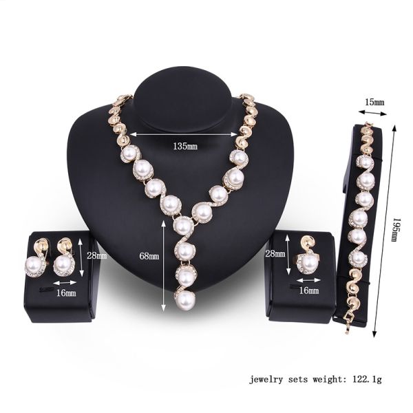 Hot Sale Fashion Delicate Pearl Necklace Earring Set Bridal Party Jewelry Set