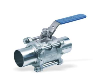 BA EP Grade Three Piece Welded Ball Valve Corrosion Resistant Stainless Steel