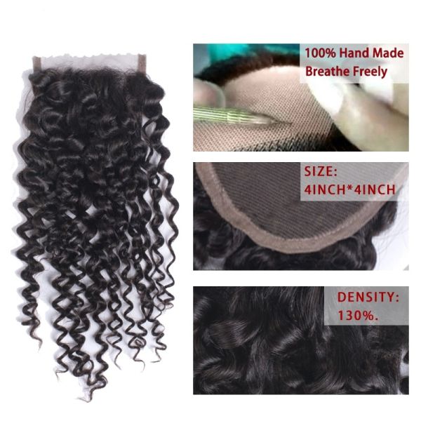 Natural Hair Skin Malaysian Curly Closure 4