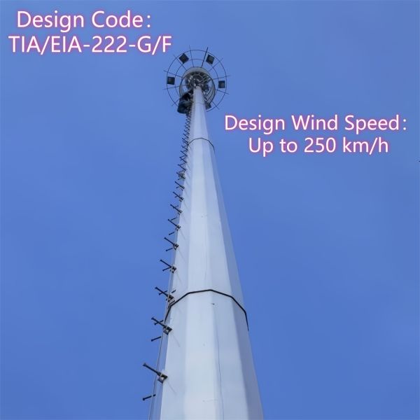 12 33M Offshore Marine Grade Steel Telecommunication Monopole Tower Salt Spray Resistant For Sea Platform