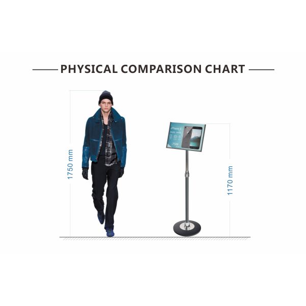 1170X280mm Metal Poster Display Stand Adjustable Pedestal For Supermarket