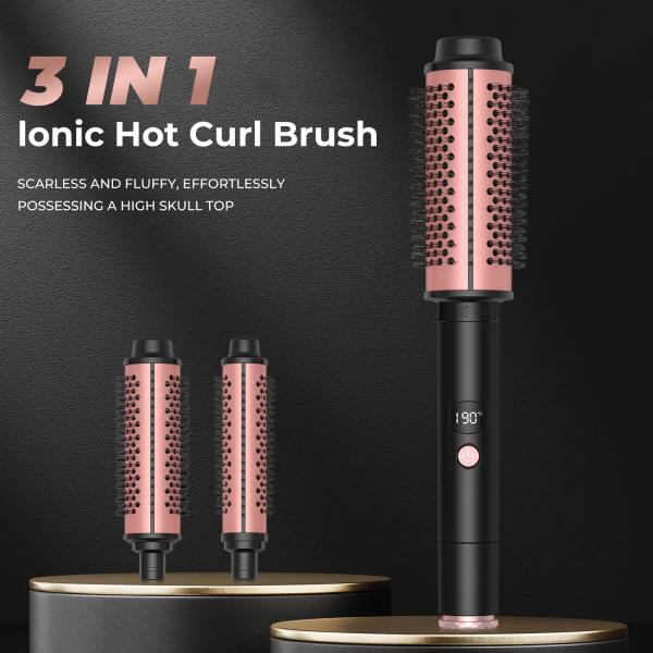 Double Ceramic 3-in-1 Hot Air Brush Black Gold Dry As You Style Hair