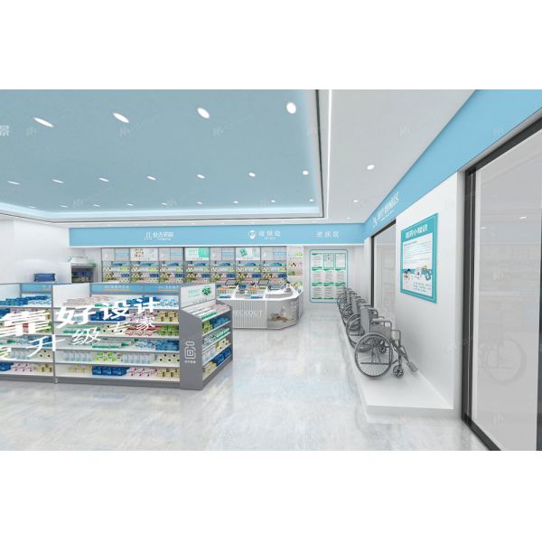 05-QWJYS006 Drugstore Pharmacy Display Showcase Modern Pharmacy Design for Medicine Shop Fitting