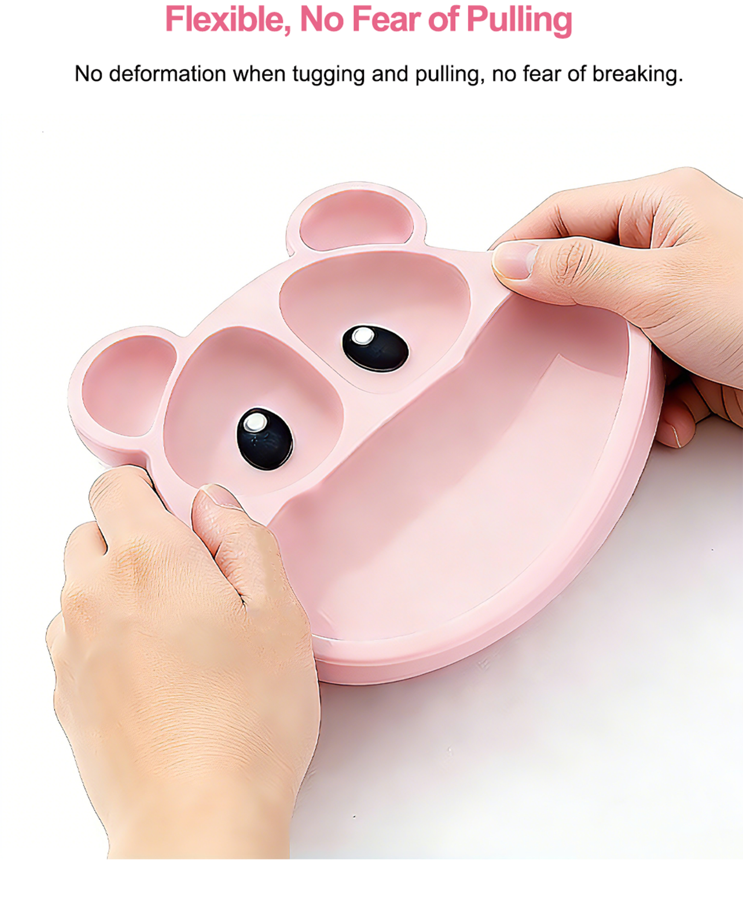Baby Feeding Set Multi Compartment Silicone Kids Dining Plate Cartoon Bear Design Fork Spoon Non Toxic Heat Resistant Dishwasher Safe