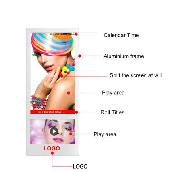 Elevator Wall Mounted Digital Signage , Indoor LCD Wall Mounted Video Wall