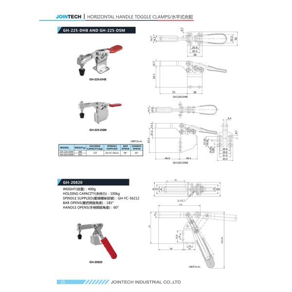 Flange or Straight Mount Horizontal Handle Toggle Clamp Clamp-Rite 11170CR / 20820