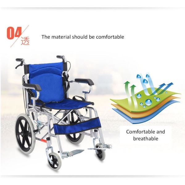 Breathable Fabric Cushion Tianjin Producer Chrome Frame Folding Steel Manual Wheelchair