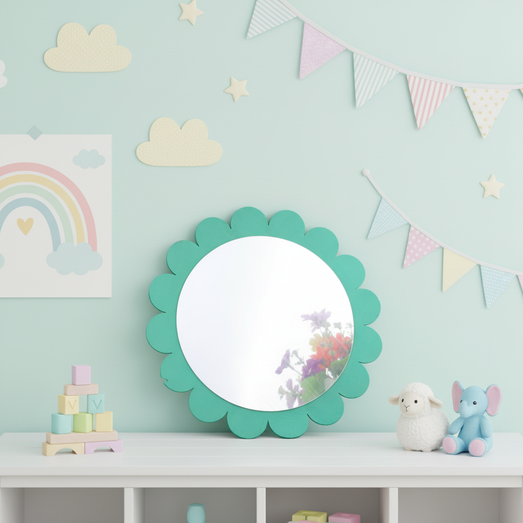 Flower Shaped Acrylic Mirror  Kids Room Decorative Tabletop Mirror