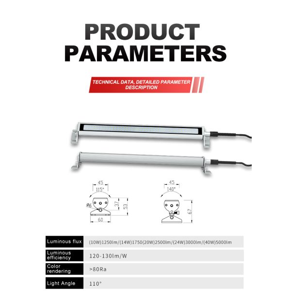 Luz de trabajo LED para máquina CNC de 40W, 105Lm, luminosa, duradera, 6500K, ángulo de haz de 110°