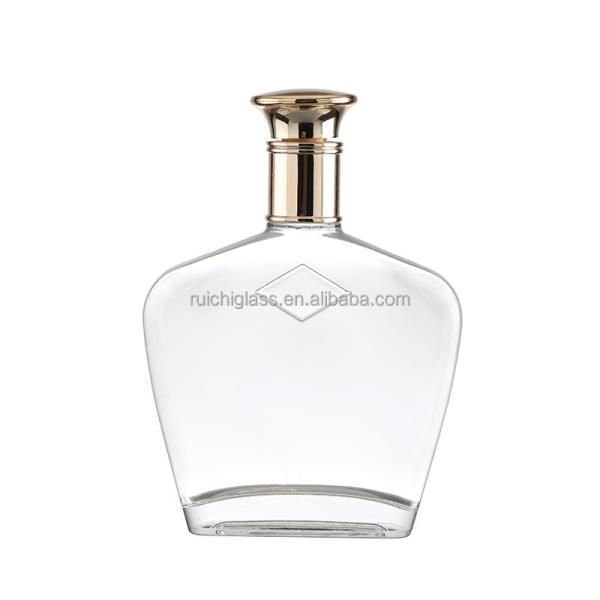 Garrafa de vidro de brandy de luxo personalizada com capacidade de 500 ml e material de vidro Super Flint
