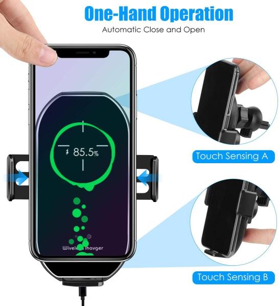 Wireless Car Charger Mount, 10W/7.5W Fast Charging, Adjustable Gravity Air Vent Phone Holder for Car Compatible with iPh