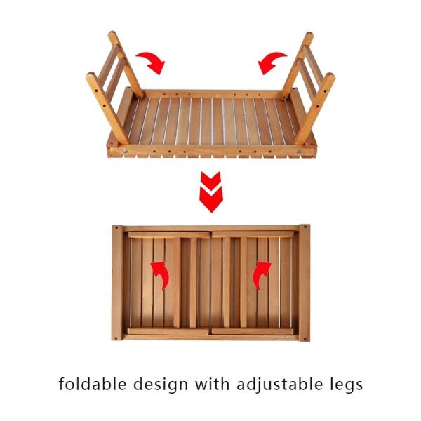 Solid Beechwood Folding Camping Table 67x39x28cm 30kg Capacity