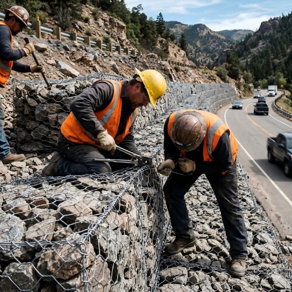 Hot Dipped Galvanized Gabion Mesh Retaining Wall Made from Galvanized Wire Designed to Provide Retaining Solutions for Construction Projects