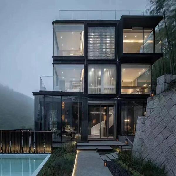 Glass Door Steel Creative Container Mobile Living Flat Pack Container
