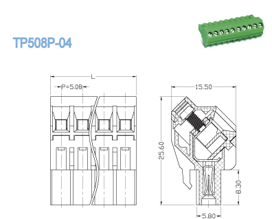 Pitch 5.08mm   Plug - in Terminal Block   300V 18A  Plug   Female  2P - 22P  Pluggable Terminal Block