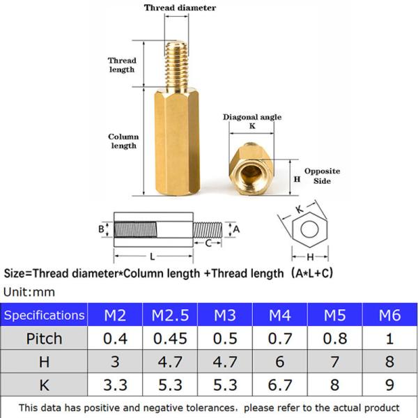 Hex Brass Male Female Standoff Board Stud Metric Hexagon Threaded Pillar PCB Motherboard Spacer Bolt Screw M2m2.5m3 M4 M5*2-80mm Custom by 2D/3D/drawing