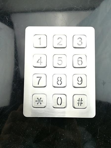 12 keys Panel mounted stainless steel illuminanted keypad with male pin out connector