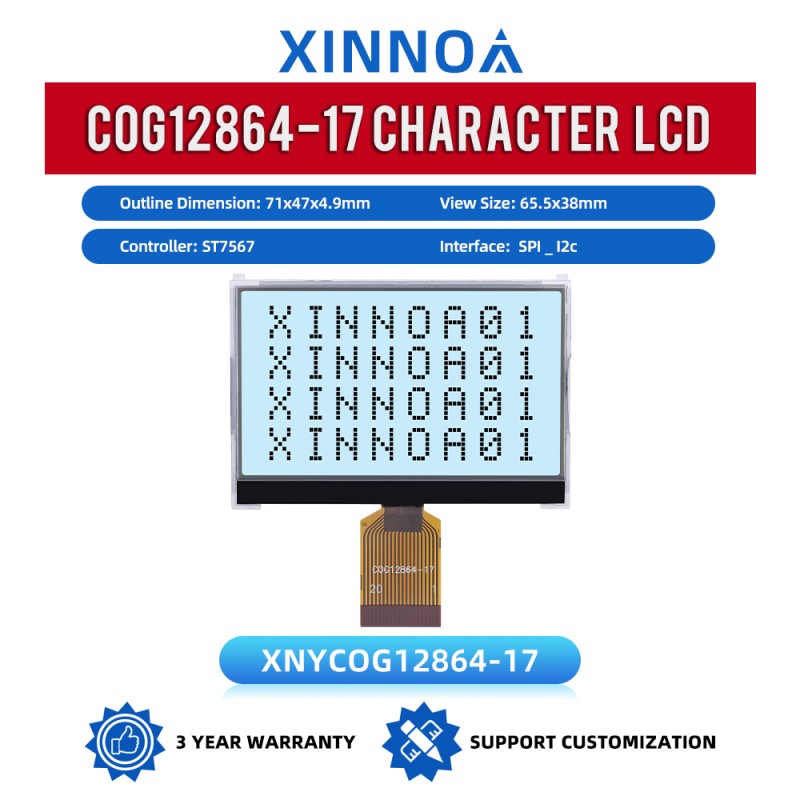 COG12864-17 Gray Film STN Material 65.5X38Mm 20 PIN I2C/SPI FFC Connection