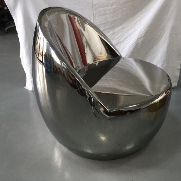 Stainless steel outdoor furniture a set of three stainless steel mirror stools and an electroplated coffee table