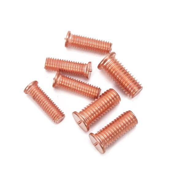 Aluminium Customized Bright Brass Finish Welding Stud Bolt Flat Round Head Copper Spot Screw M3 M4 M5 M6 M7 M8 for Welding Needs