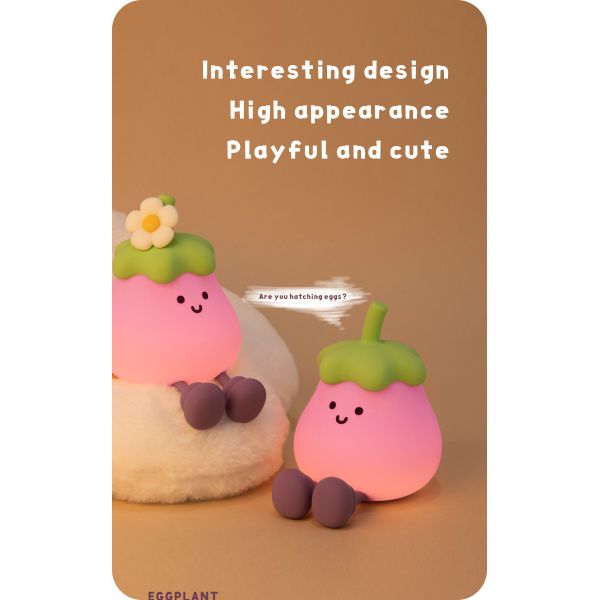Vegetales pequeñas berenjenas lámparas de silicona USB recargable dormitorio de la cama Pat luces nocturnas para regalos