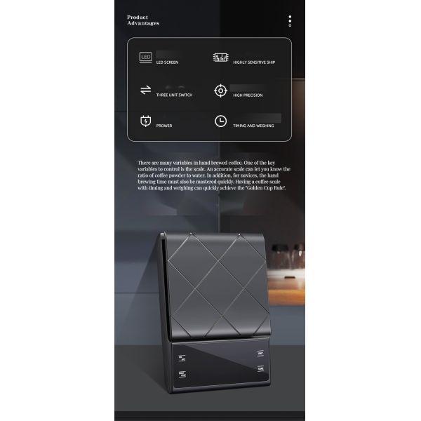 High Precision 3kg/0.1g Battery Operated Electronic Weight Scale for Espresso Kitchen