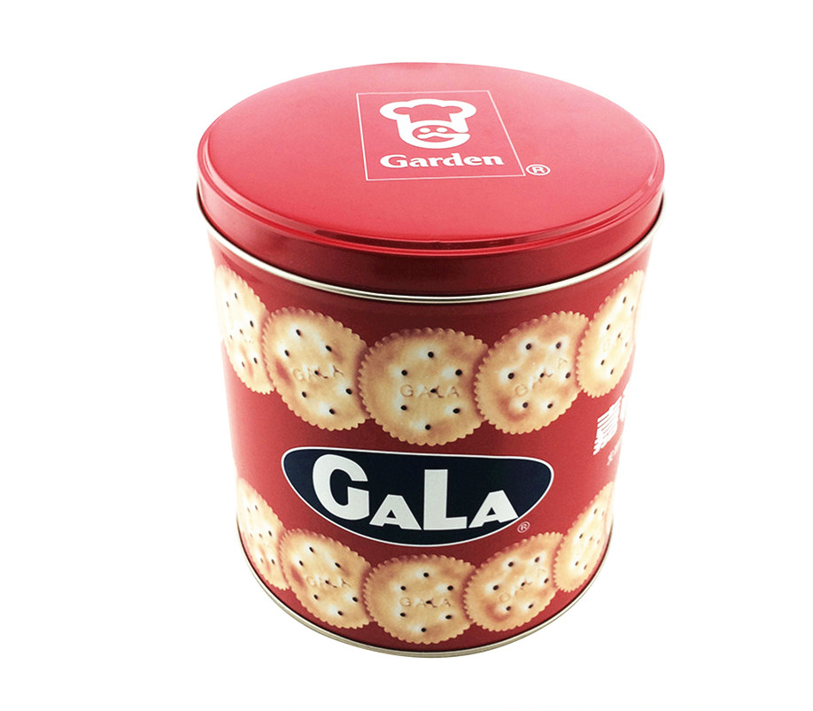 Glossy Finished Christmas Cookie Tin Box Round Metal Tin Can 135 * 160mm