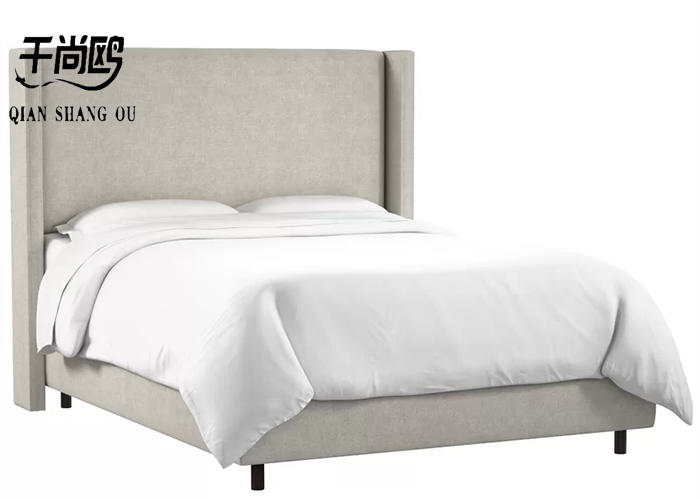 Low Key Tall Upholstered Bed 4ft 5ft 6ft With Wing Panel