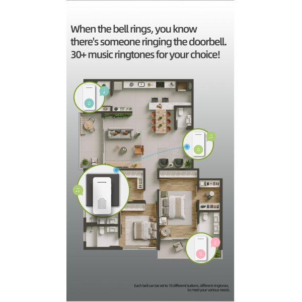 IPX4 водонепроницаемость 200 м Видео дверной звонок беспроводной длинной дальности 6 цветов