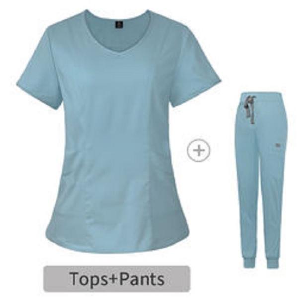 Woven Fabric  Hospital Scrub Suit Custom Logo 3 Pockets