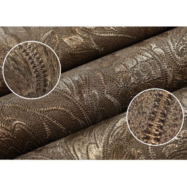 Waterproof Blown Vinyl Wallpaper Patterns , Eco - friendly Embossed Wall Covering